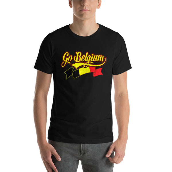 T-shirt homme Belgium, coupe semi cintrée | "Go Belgium" vintage style T-Shirt Ultrasfanzone