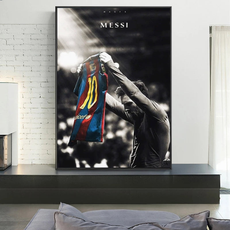 Poster Sur Toile Lionel Messi Soccer Superstar - 38 X 43 Cm Sans Cadre